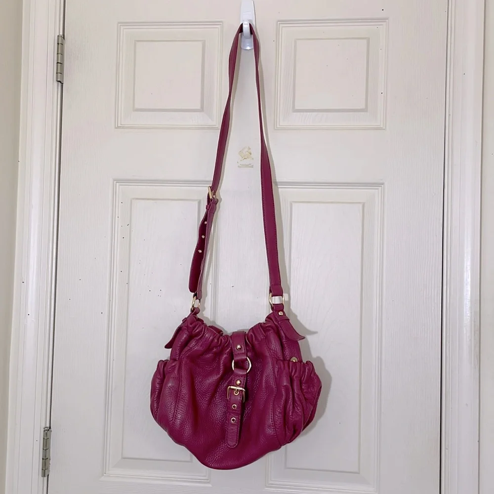 Michael Kors Pink / Purple Pebble Leather Crossbody With Gold Hardware